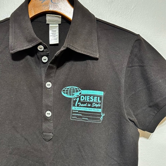 Diesel NWOT Black Women’s Polo Shirt Size XL - Picture 4 of 9